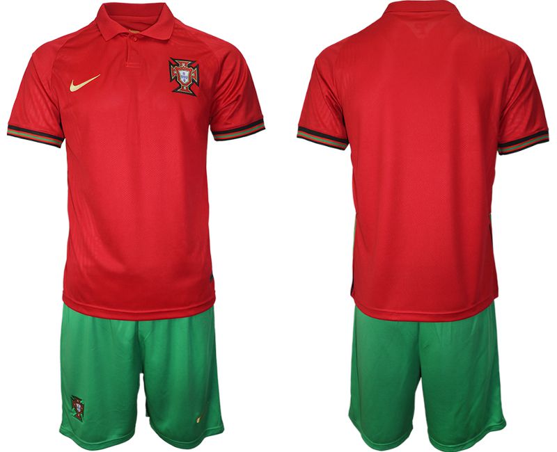 Men 2020-2021 European Cup Portugal home red blank Nike Soccer Jersey->customized soccer jersey->Custom Jersey